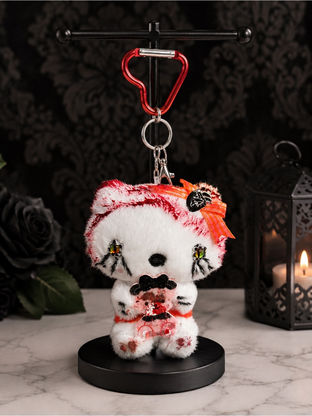 Hand-Altered Creepy Hello Kitty Plush Keychain – Brand New With Tags